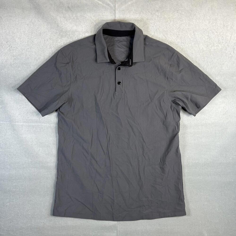 Lululemon Polo Shirt Mens Small* Gray Twill Chill Performance Tech Golf